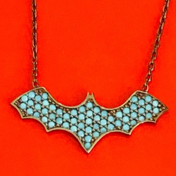 mwgallery Jewelry - 925 Silver Turquoise Stone Bat Women Necklace